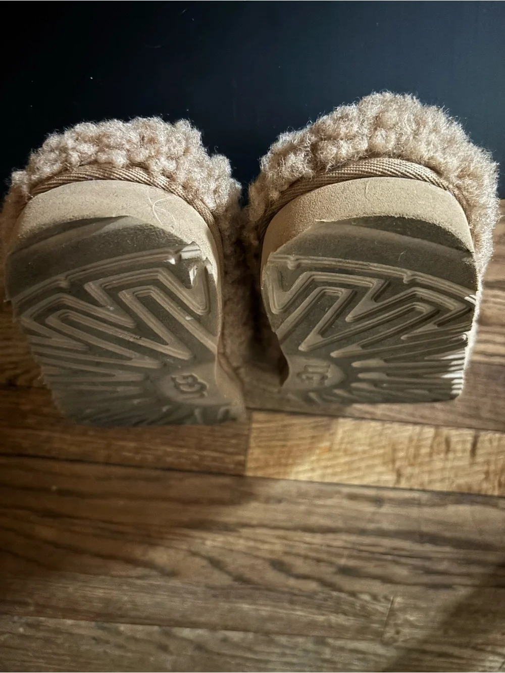UGG Kids Tan Shearling Slip-On Slippers